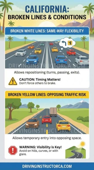Solid and Broken Lines in California – Road Markings Explained