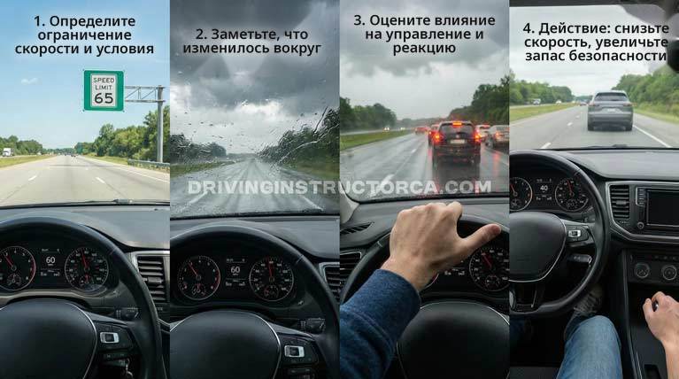 безопасная скорость в Калифорнии
