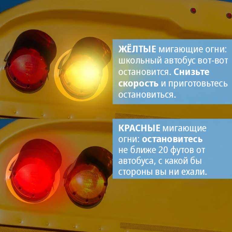 красные мигающие огни школьного автобуса