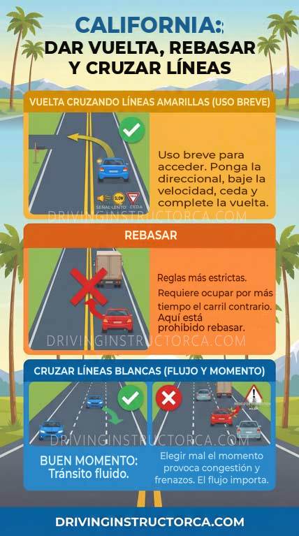 líneas continuas y discontinuas en California