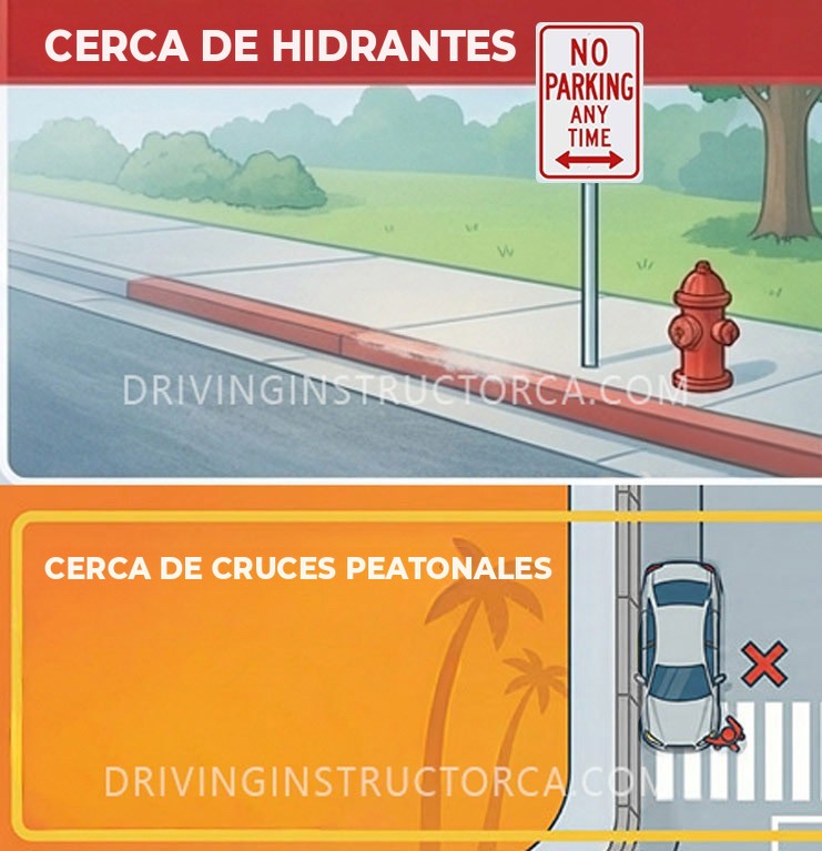 Prohibido estacionarse cerca de hidrantes y cruces peatonales en California