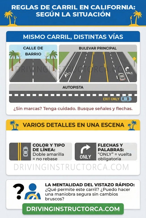 reglas de los carriles en California