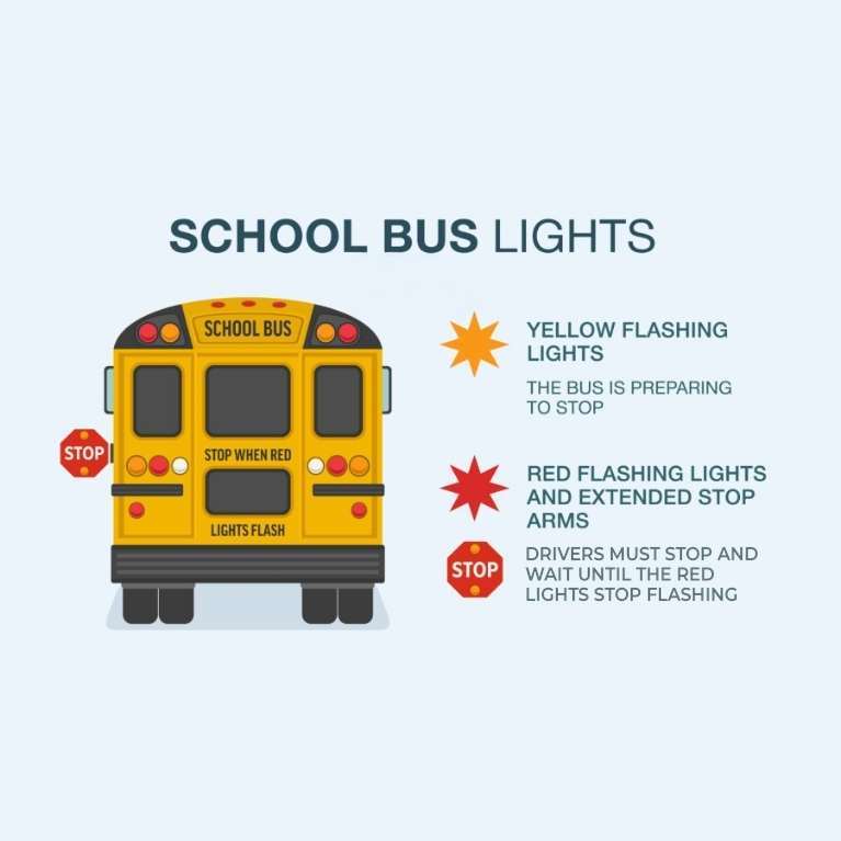 school bus flashing red lights