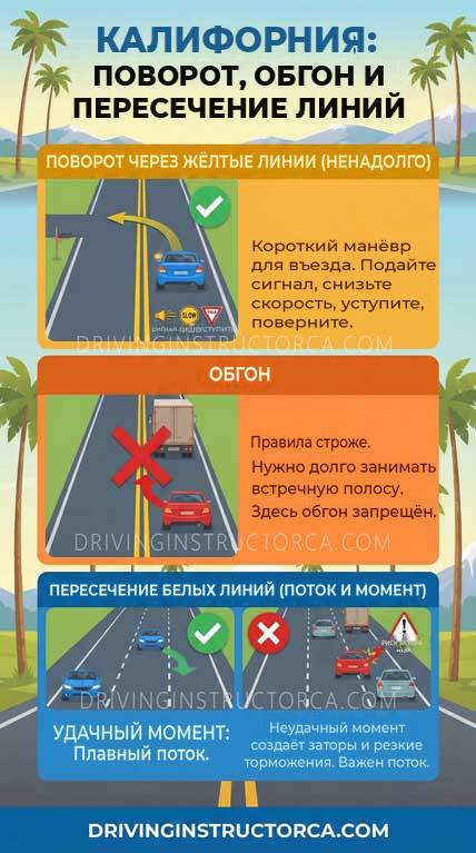 сплошные и прерывистые линии в Калифорнии